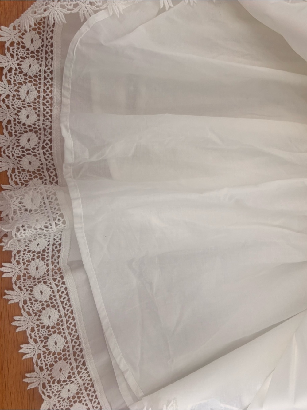White Smocked Bodice Dress with Lace Trim - Picture 4 of 4